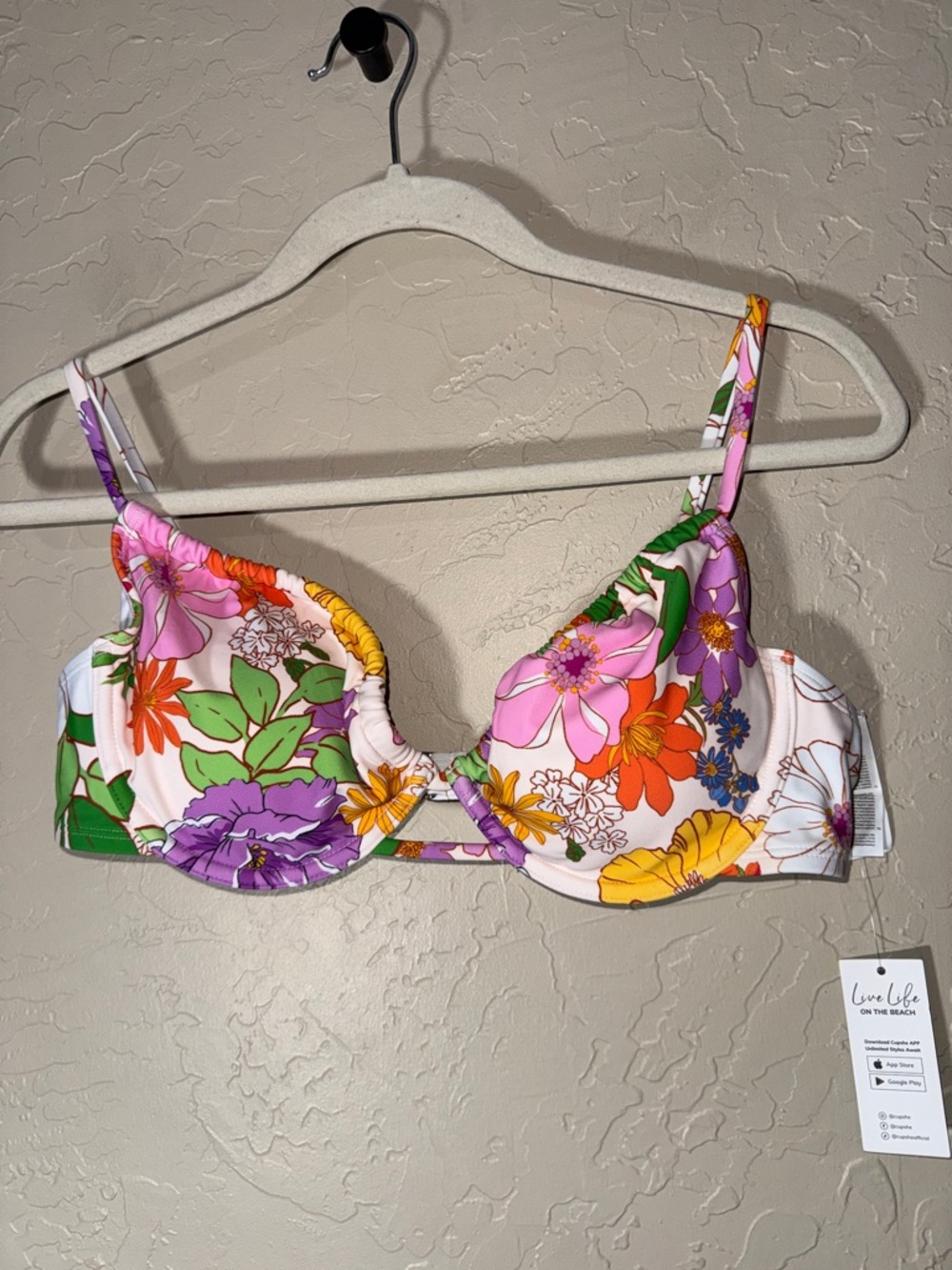 Cupshe NWT floral underwire high rise bikini size large - Picture 7 of 9